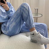 High-Waist Loose-Fitting Casual Print Track Pants